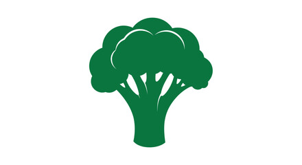 Broccoli floret stands isolated as a bold green icon representing healthy eating and fresh vegetable nutrition. © berkah