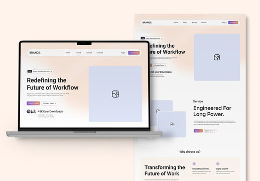 Modern Website Wireframe Layout For Landing Page UI Design