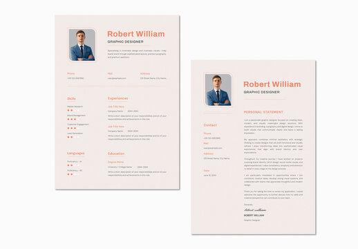 Minimal Resume CV Layout with Cover Letter