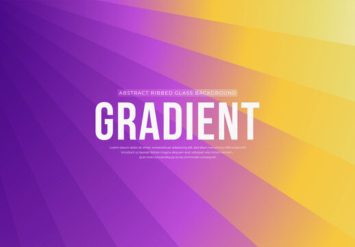 Abstract Ribbed Glass Background with Vibrant Purple and Yellow Gradient
