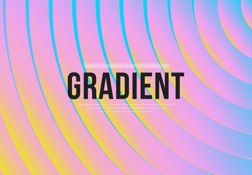 Abstract Ribbed Glass Background with Pastel Colorful Gradient Waves