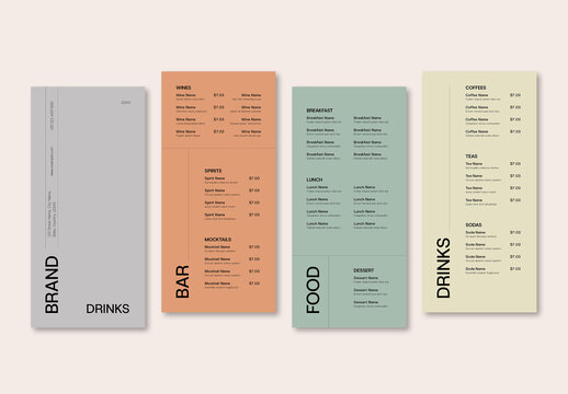 Stylish and Minimal Cafe Menus