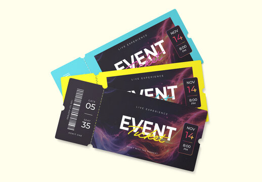 Modern Event Ticket Template with Abstract Neon Background