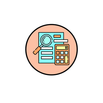 Savings Analysis Magnifier Badge Icon