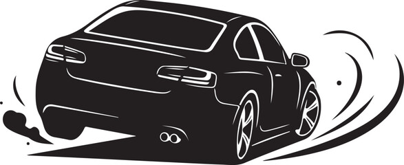 Black sports car drifting fast on the road with smoke and tire marks © MD