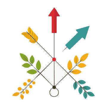 Abstract arrows and leaves illustration with directional concepts