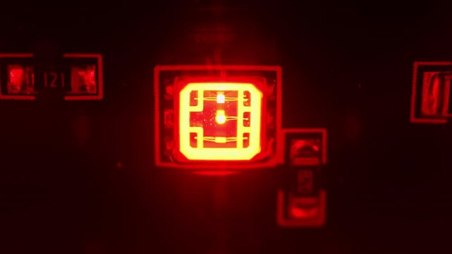 Vibrant abstract background. Macro close up of led light emitting diode light. RGB led light panel with diodes flashing colours. Used for many applications such as aquarium light and flashlights.