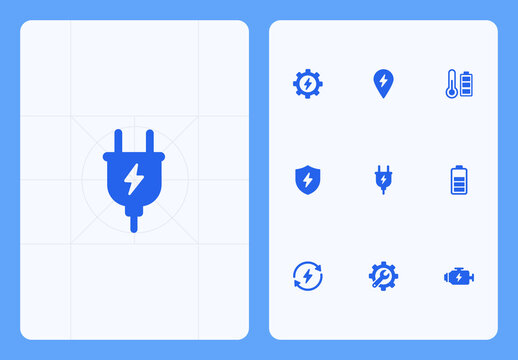 EV Charging and Battery Icon Set