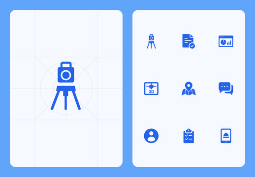 Land Surveying and Mapping Icon Set