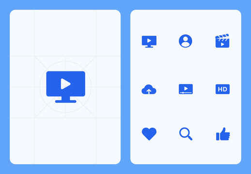 Modern Video Streaming and Media Player Icon Set