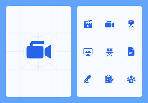 Video Production and Filmmaking Flat Icon Set