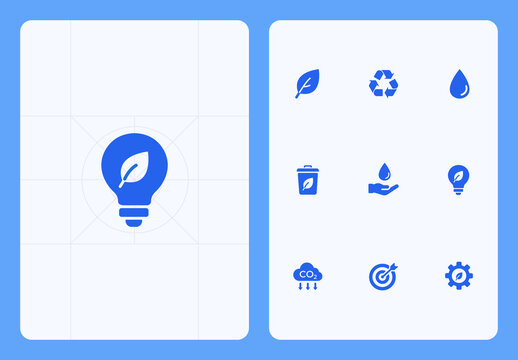 Eco Sustainability and Green Energy Icon Set
