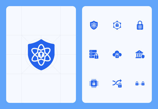 Quantum Cyber Security Solid Icon Set