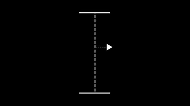 Measuring distance length dotted line animation on transparent background. measuring length dotted line animation concept