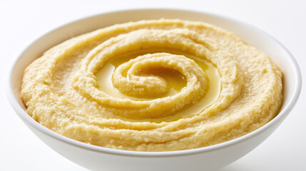 Fototapeta premium smooth pastel yellow lupini bean hummus dip