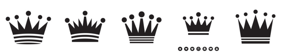 Crown silhouette icon set, royal king and queen tiara flat vector illustration for luxury brand logo, premium award emblem, heraldic design, and gaming assets © JEFRI