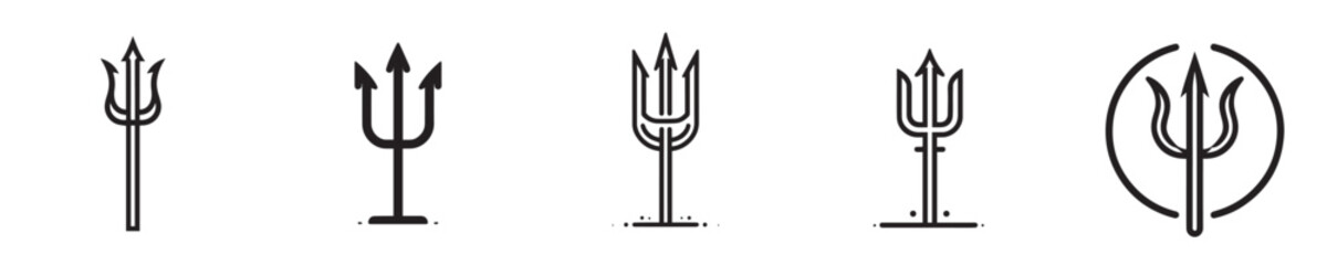 Trident line icon set, neptune spear outline vector illustration for marine emblem, poseidon weapon logo, gaming asset, and minimalist tattoo design © JEFRI