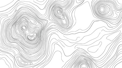 Topographic map contour lines background, abstract geographic terrain relief pattern, minimalist black and white vector elevation landscape © Creative Wings