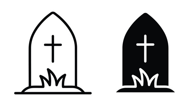 Tombstones with crosses on white background for halloween or memorial  grave markers