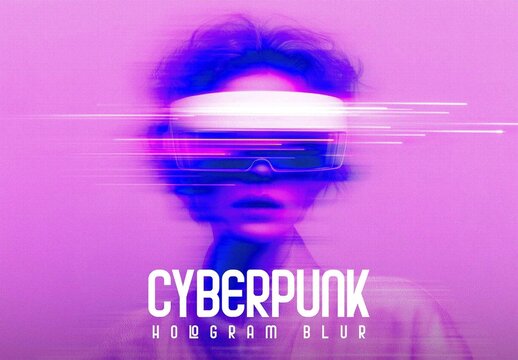 Cyberpunk Hologram Blur Photo Effect