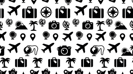 Fototapeta premium travel pattern and seamless background with travel icons perfect for representing global vacation and tourism concepts.