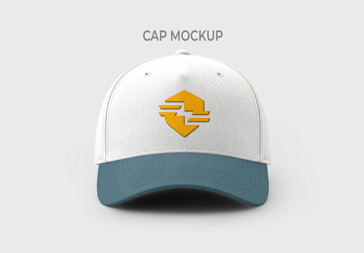 Front View Baseball Cap Mockup with Embroidered Logo