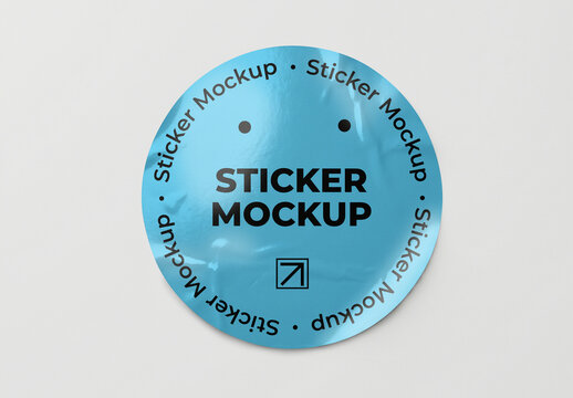Round Wrinkled Vinyl Sticker Mockup