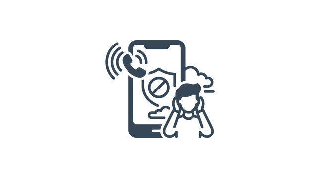 Mobile phone harassment and spam call protection concept.