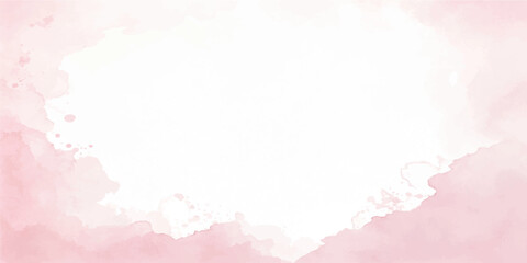 Obraz premium Pink watercolor floral background with vintage flower frame, abstract spring illustration design for wedding card, love heart border, decorative nature pattern wallpaper