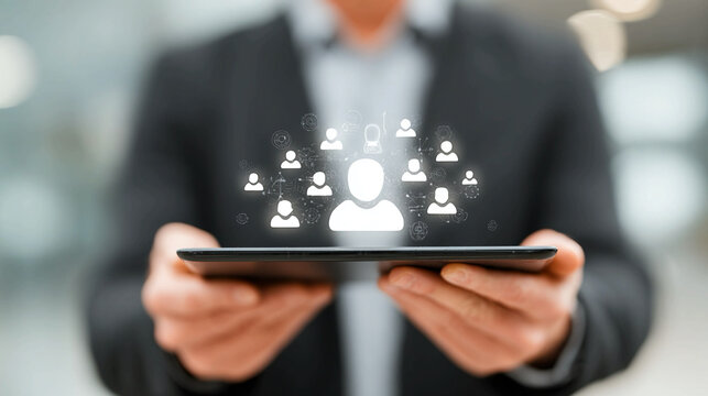 Business Professional Displaying 'Roles and Responsibilities' Concept on Tablet Representing Task Allocation Leadership Clarity Team Workflow and Modern Organizational Planning Concept