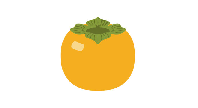 Fresh ripe persimmon with green leaf top.