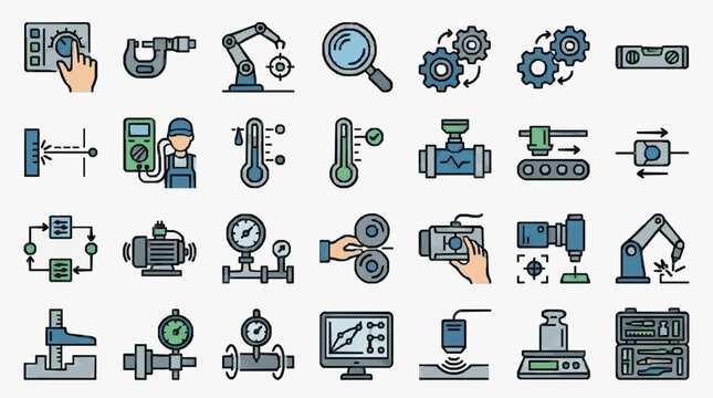 Industrial and Mechanical Engineering Icons Set