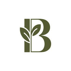 Letter b logo design with green leaves, ecofriendly branding concept © MdBillal