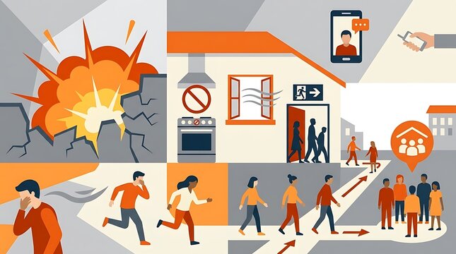 Emergency evacuation safety procedures for building gas leak
