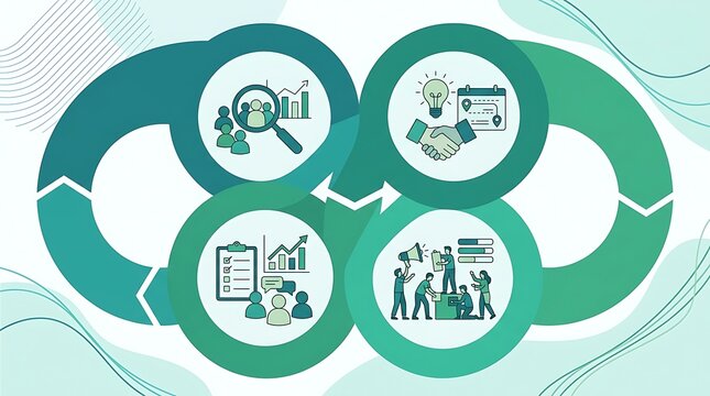 Professional four stage business process cycle infographic