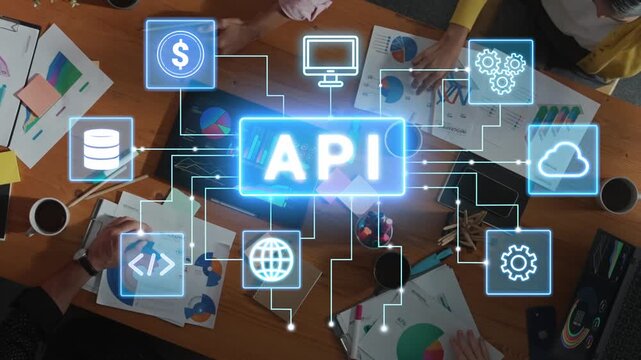 Dynamic Digital Interface Showcasing API Integration and Collaboration Among Diverse Professionals in Modern Workplace Setting. Entropy.