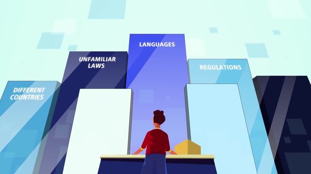 Business Challenges in International Market Expansion &ndash; Flat Design Animation