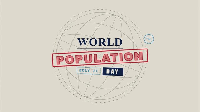 World Population Day Global Awareness Minimalist Wireframe Globe Motion Graphic Social Media Educational Background Animation