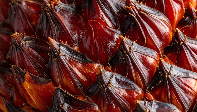 Close-up of Mature Nipa Palm Fruit Bunch Showing Shiny Dark Brown Seeds, Nypa Fruticans Texture