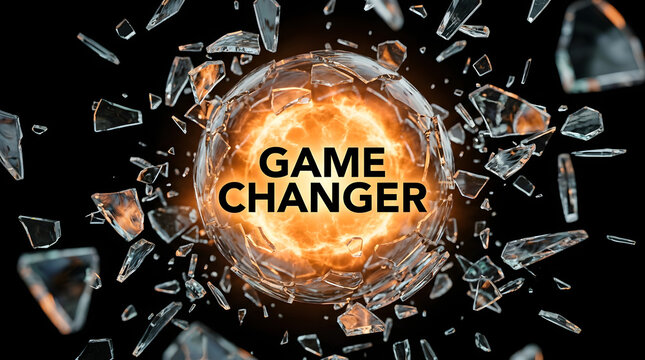Game changer concept with shattered glass