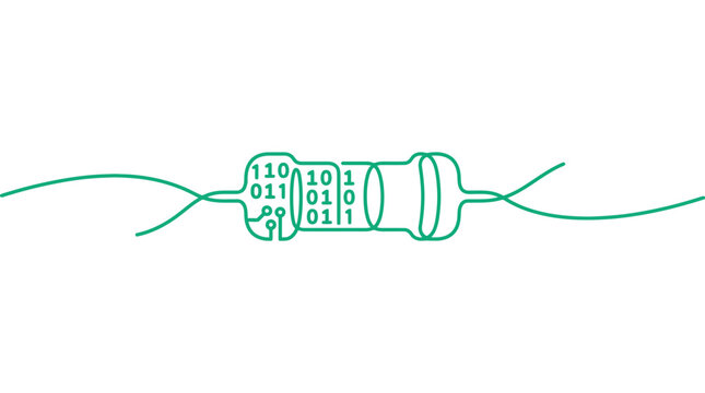 Electronic resistor component with binary code data pattern.