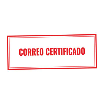 Red correo certificado ink rubber stamp impression isolated on transparent background