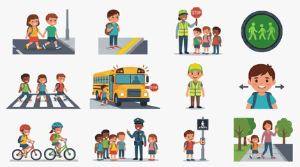 Fototapeta premium Children learning traffic safety rules.