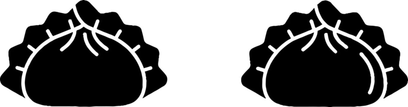 Two black silhouette tacos with detailed filling design.
