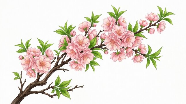 Pink Flower Branch with Dark Brown Twig and Bunga kamboja Jepang atau adenium. copy