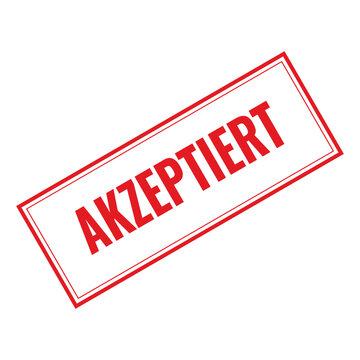 Red ink rubber stamp with german word akzeptiert isolated on transparent background