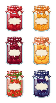 Blank Label Fruit Jam and Preserve Jars Vector Collection