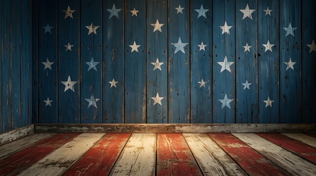 Labour day patriotic backdrop rustic wooden wall with stars and stripes floor for holiday celebrations