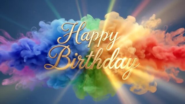 Happy Birthday colorful smoke background.