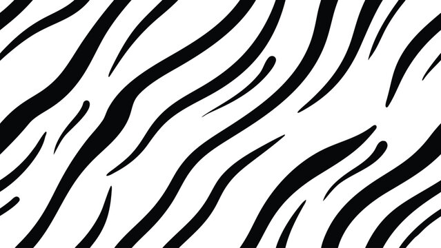 Zebra print pattern with black stripes on white background texture design